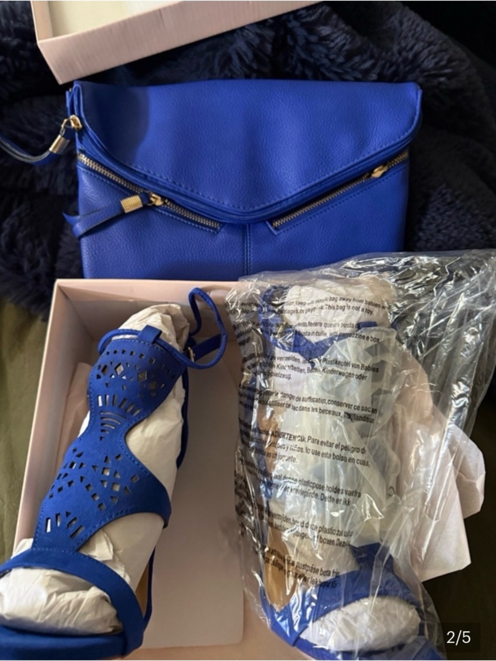 JUSTFAB Colbalt Blue Heels and matching purse